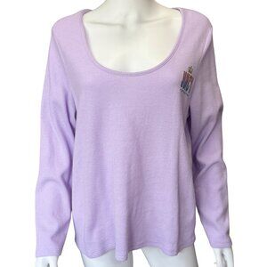 Juicy Couture Lavender Waffle Knit Long Sleeve Top Cotton Blend Womens Size 1X
